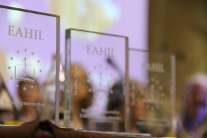 EAHIL prize glass items.