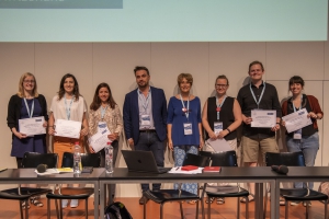 Group photo of EAHIL Scholarship winners 2019 and EBSCO presentative and EAHIL president in Basel.